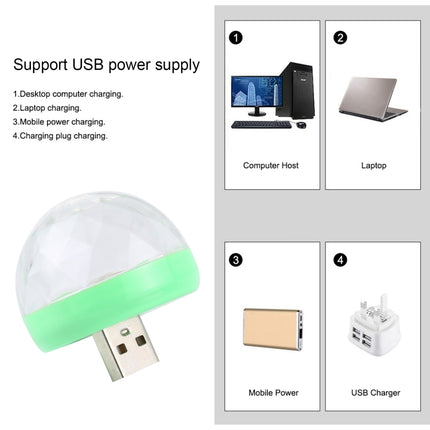 4W RGB USB LED Crystal Magic Ball Stage Light with Type-C Adapter-garmade.com