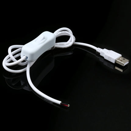 USB Electrical Connector Power Cable for LED Light Bar, with Switch, Cable Length: 1m (White)-garmade.com