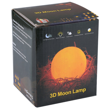 8cm Touch Control 3D Print Moon Lamp, USB Charging 7-color Changing LED Energy-saving Night Light with Wooden Holder Base-garmade.com