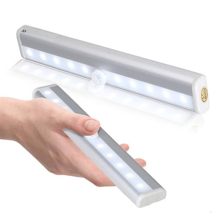 1.8W 10 LEDs Warm White Light Wide Screen Intelligent Human Body Sensor Light LED Corridor Cabinet Light, Battery Version-garmade.com