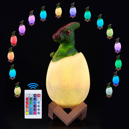 Parasaurolophus Shape Creative Touch 3D Decorative Night Light, 16-color Patting Remote Control Version-garmade.com