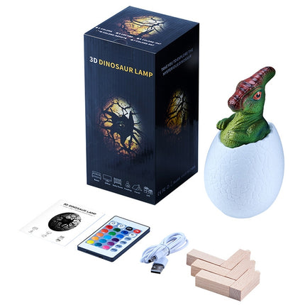 Parasaurolophus Shape Creative Touch 3D Decorative Night Light, 16-color Patting Remote Control Version-garmade.com