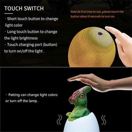 Parasaurolophus Shape Creative Touch 3D Decorative Night Light, 16-color Patting Remote Control Version-garmade.com