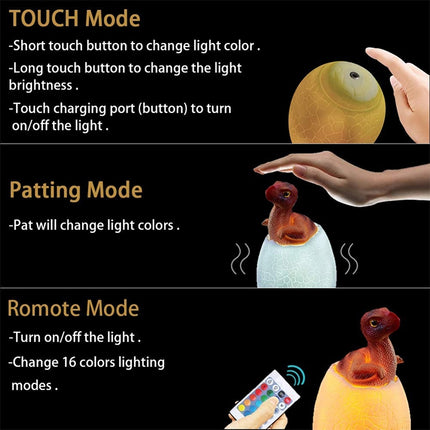 Stealing Egg Dragon Shape Creative Touch 3D Decorative Night Light, 16-color Patting Remote Control Version-garmade.com