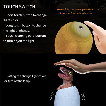 Raptor Shape Creative Touch 3D Decorative Night Light, 16-color Patting Remote Control Version-garmade.com
