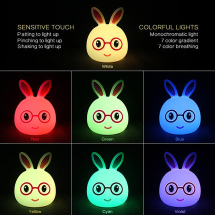 Smiling Rabbit Creative Touch 3D LED Decorative Night Light, AAA Battery Version (Pink)-garmade.com