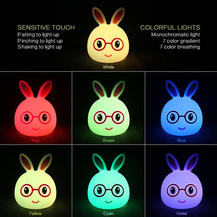 Smiling Rabbit Creative Touch 3D LED Decorative Night Light, AAA Battery Version (Blue)-garmade.com