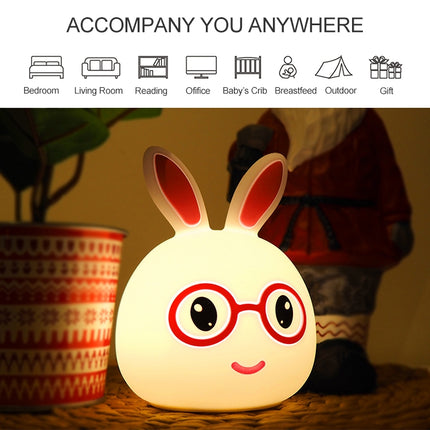 Smiling Rabbit Creative Touch 3D LED Decorative Night Light, AAA Battery Version (Blue)-garmade.com