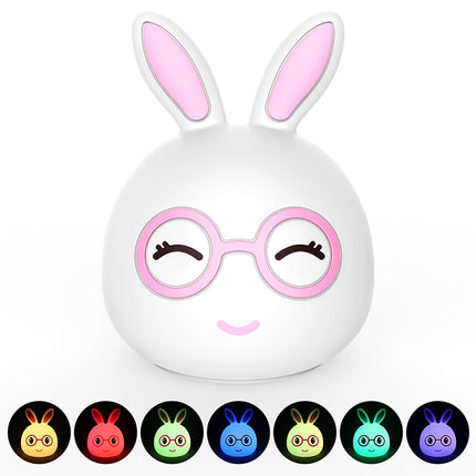 Happy Rabbit Creative Touch 3D LED Decorative Night Light, AAA Battery Version (Pink)-garmade.com