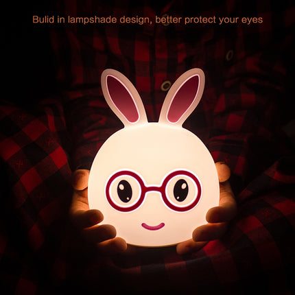 Happy Rabbit Creative Touch 3D LED Decorative Night Light, USB Charging Version (Pink)-garmade.com
