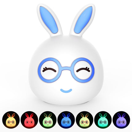 Happy Rabbit Creative Touch 3D LED Decorative Night Light, USB Charging Version (Blue)-garmade.com