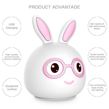 Smiling Rabbit Creative Touch 3D LED Decorative Night Light, USB Charging Version (Blue)-garmade.com