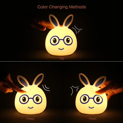 Smiling Rabbit Creative Touch 3D LED Decorative Night Light, USB Charging Version (Blue)-garmade.com