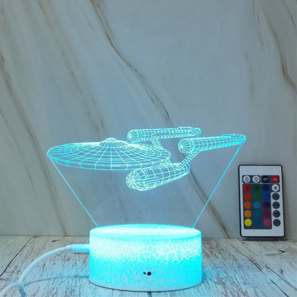 Spaceship Shape Creative Crack Touch Dimming 3D Colorful Decorative Night Light with Remote Control-garmade.com