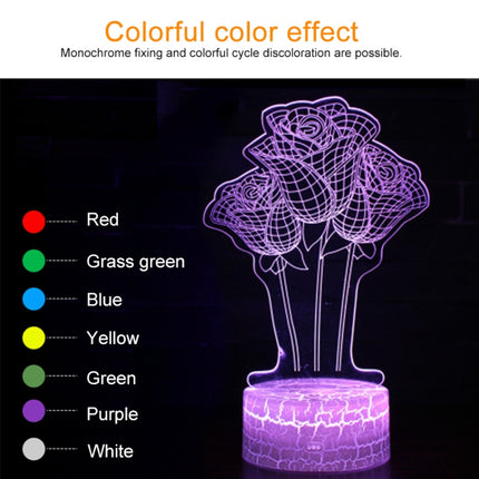 Rose Flower Shape Creative Crack Touch Dimming 3D Colorful Decorative Night Light with Remote Control-garmade.com