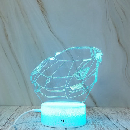 Sports Car Shape Creative Crack Touch Dimming 3D Colorful Decorative Night Light-garmade.com