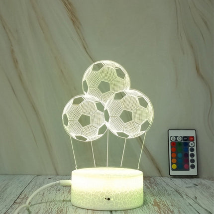 Three Footballs Shape Creative Crack Touch Dimming 3D Colorful Decorative Night Light with Remote Control-garmade.com