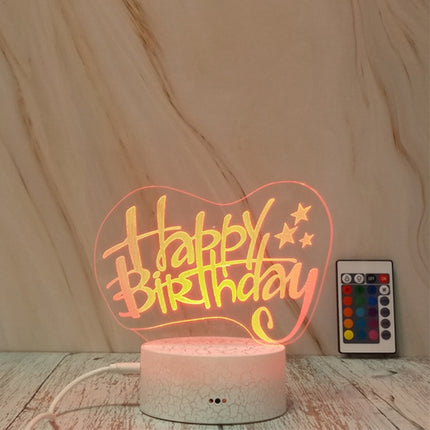 Happy Birthday Shape Creative Crack Touch Dimming 3D Colorful Decorative Night Light with Remote Control-garmade.com