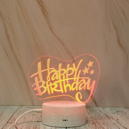 Happy Birthday Shape Creative Crack Touch Dimming 3D Colorful Decorative Night Light-garmade.com