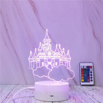 Castle In The Sky Shape Creative Crack Touch Dimming 3D Colorful Decorative Night Light with Remote Control-garmade.com