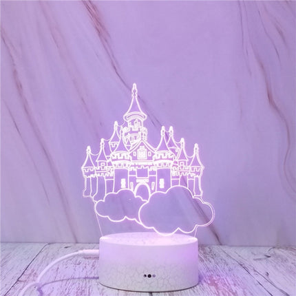 Castle In The Sky Shape Creative Crack Touch Dimming 3D Colorful Decorative Night Light-garmade.com