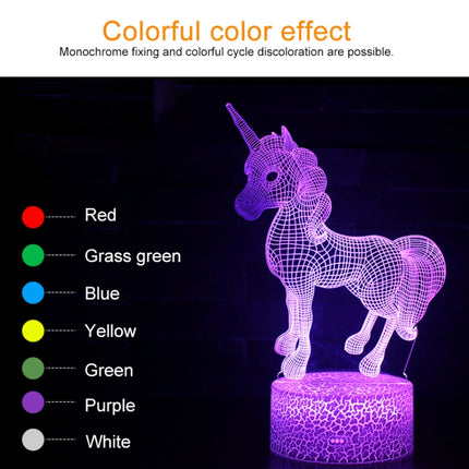 Two Unicorns Shape Creative Crack Base 3D Colorful Decorative Night Light Desk Lamp, Remote Control Version-garmade.com