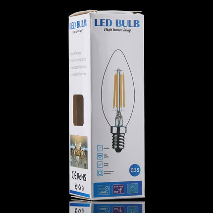 C35 E14 4W 4 LEDs 300 LM 6500K Dimmable Retro LED Filament Light Bulb Energy Saving Light, AC 220V(White Light)-garmade.com