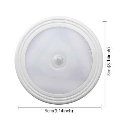 0.3W White Light Round Shape LED PIR Sensor Light , 6 LEDs 30 LM SMD-3528 for Cabinets-garmade.com