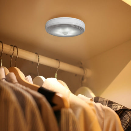 0.3W White Light Round Shape LED PIR Sensor Light , 6 LEDs 30 LM SMD-3528 for Cabinets-garmade.com