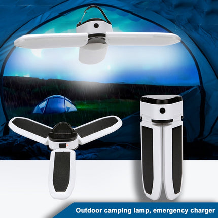 Multifunctional Solar USB Charging 60 LED Trefoil Camping Lamp Outdoor Tent Portable Lamp Flashlight Emergency Light Bulb Light, Style: Solar-garmade.com
