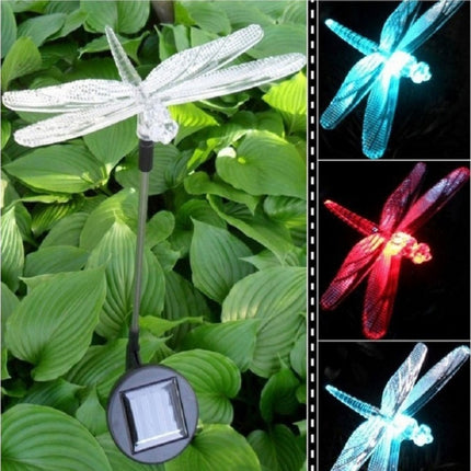 A106 3 PCS Colorful Light LED Solar Power Lamp, Bird Dragonfly Butterfly Pattern Outdoor Garden Landscape Path Decorative Light-garmade.com