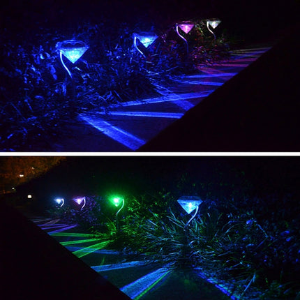 A108 4 PCS RGB LED Solar Power Lamp, Outdoor Garden Landscape Path Decorative Diamond Lights-garmade.com