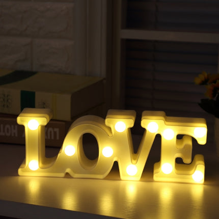 Creative LOVE Shape Warm White LED Decoration Light, 2 x AA Batteries Powered Party Festival Table Wedding Lamp Night Light(White)-garmade.com