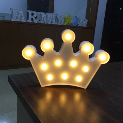 Creative Crown Shape Warm White LED Decoration Light, 2 x AA Batteries Powered Party Festival Table Wedding Lamp Night Light (White)-garmade.com