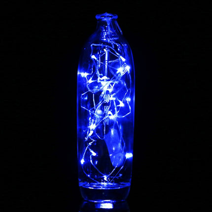 2m Silver Color Copper Wire String Light Festival Lamp / Decoration Light Strip, 20 LEDs SMD 0603 IP65 Waterproof CR2032 Button Batteries (Blue Light)-garmade.com