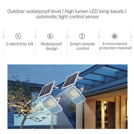 300W 734 LEDs Home Sensor Garden Light Outdoor Waterproof Solar Flood Light with Remote Control (Black)-garmade.com