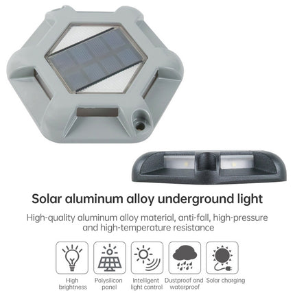 6 LEDs Outdoor Waterproof Aluminum Alloy High Compression Solar Buried Light Road Lighting Lamp, Color Temperature: 6000K (Black White Light)-garmade.com