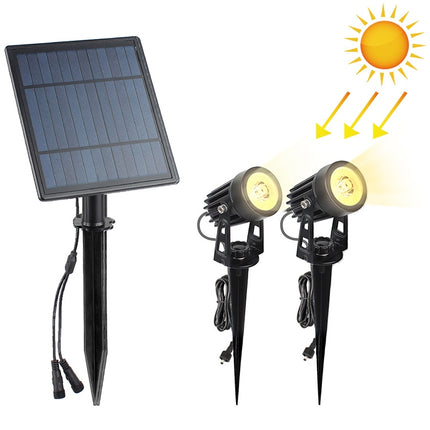 6W One for Two Solar Spotlight Outdoor IP65 Waterproof Light Control Induction Lawn Lamp, Luminous Flux: 300-400lm (Warm White)-garmade.com