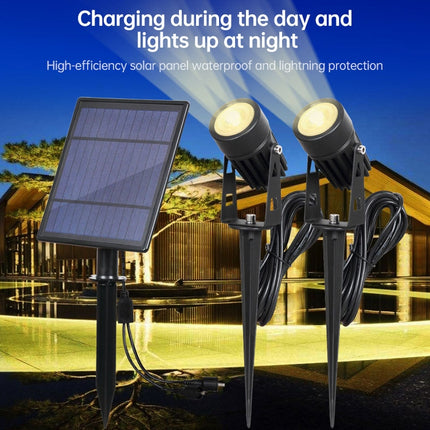 6W One for Two Solar Spotlight Outdoor IP65 Waterproof Light Control Induction Lawn Lamp, Luminous Flux: 300-400lm (Warm White)-garmade.com