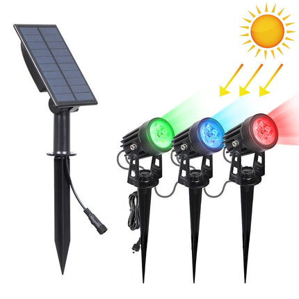 3W One for Three Solar Spotlight Outdoor IP65 Waterproof Light Control Induction Lawn Lamp, Luminous Flux: 300-400lm (RGB Cyclic Fixation)-garmade.com