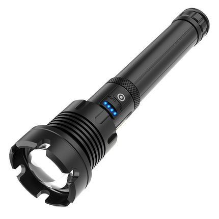 Long Style Micro USB Charging Outdoor Waterproof P90 + COB LED Flashlight, Support Power Display & Telescopic Focusing & 7-level Brightness Adjustment-garmade.com