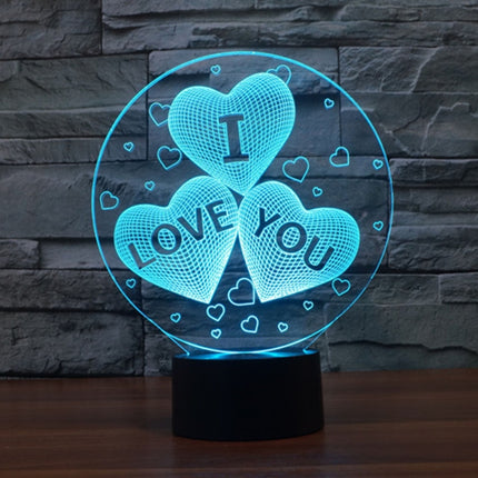 Three Hearts Shape 3D Touch Switch Control LED Night Light , 7-color Discoloration Creative Visual Stereo Lamp Desk Lamp Novelty Gift-garmade.com