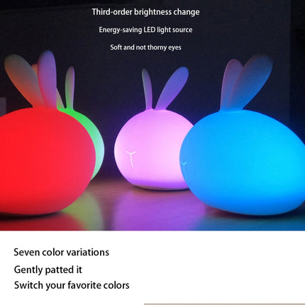 3life-302 Rabbit Shape Colorful Gradient LED Pat Light, 3-speed Brightness Adjustment Decorative Night Light for Bedroom, Study Room, Living Room-garmade.com
