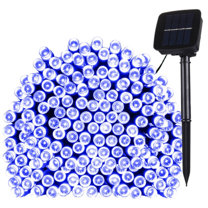 17m IP44 Waterproof Solar Panel Fairy Lamp, 100 LEDs Holiday Decorative Light(Blue Light)-garmade.com