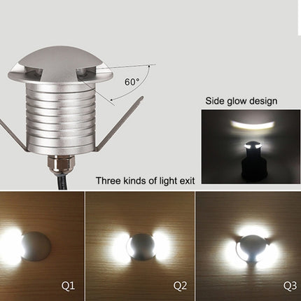 3W LED Embedded Polarized Buried Lamp IP67 Waterproof Turtle Shell Lamp Outdoor Garden Lawn Lamp, Warm Light 3000K Q3 Three-way Light-garmade.com