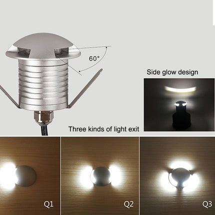 3W LED Embedded Polarized Buried Lamp IP67 Waterproof Turtle Shell Lamp Outdoor Garden Lawn Lamp, White Light 4000K Q1 One-way Light-garmade.com