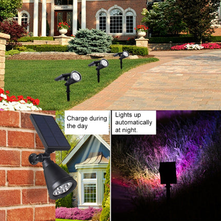 4 LEDs Solar Powered Lawn Spotlight IP65 Waterproof Outdoor Garden Landscape Lamp (Colorful Light)-garmade.com