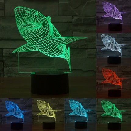 Shark Style 3D Touch Switch Control LED Light , 7 Color Discoloration Creative Visual Stereo Lamp Desk Lamp Night Light-garmade.com