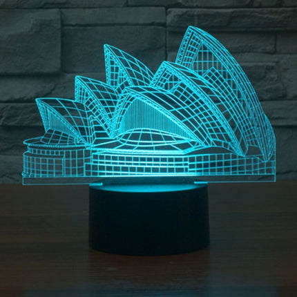 Sydney Opera House Style 3D Touch Switch Control LED Light , 7 Color Discoloration Creative Visual Stereo Lamp Desk Lamp Night Light-garmade.com