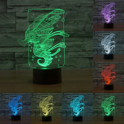 Hippocampus Style 3D Touch Switch Control LED Light , 7 Colour Discoloration Creative Visual Stereo Lamp Desk Lamp Night Light-garmade.com